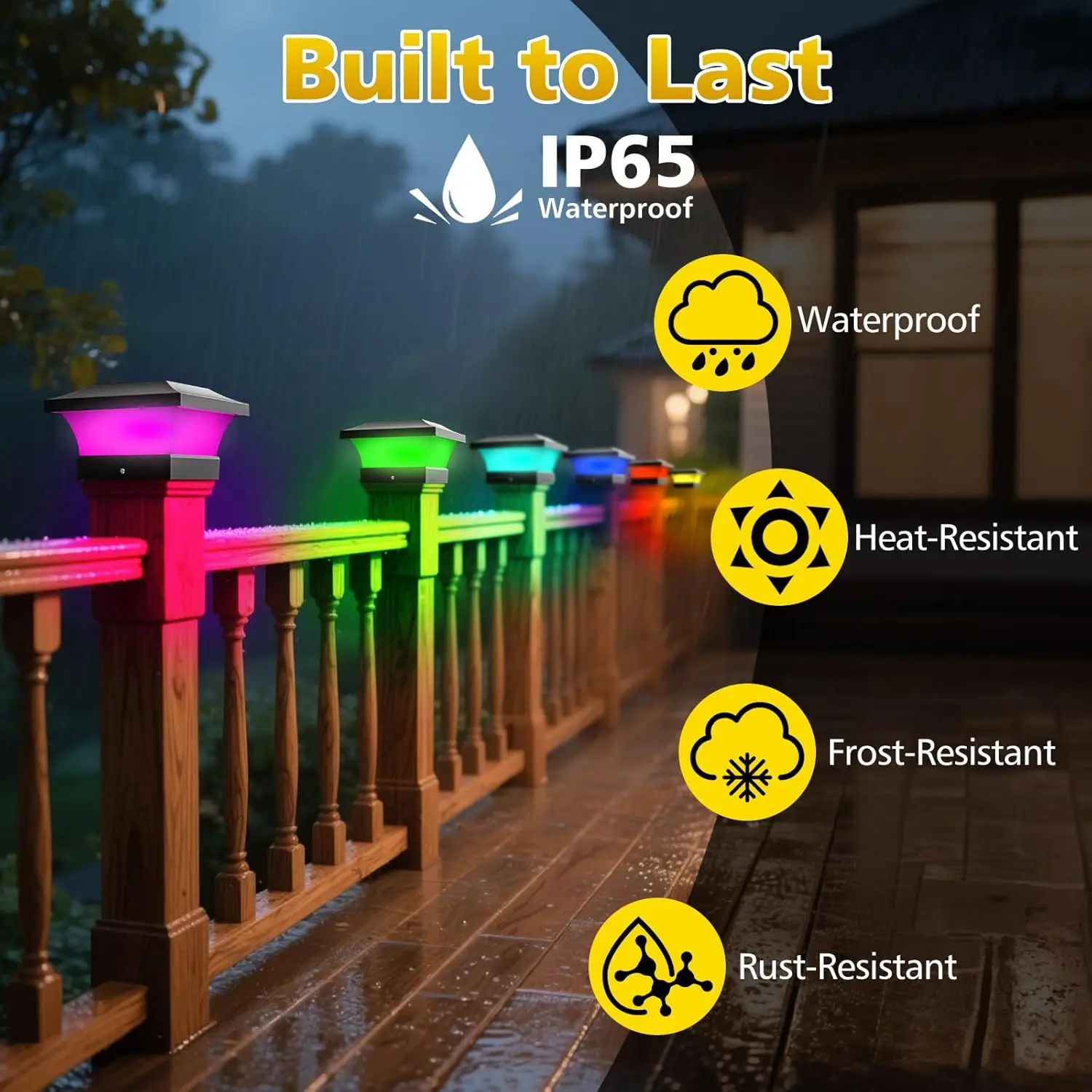 4X4 Post Solar Lights, Waterproof RGB Color-Changing for Wood/Vinyl Fence Posts, Deck, Patio & Garden (2 Pack)
