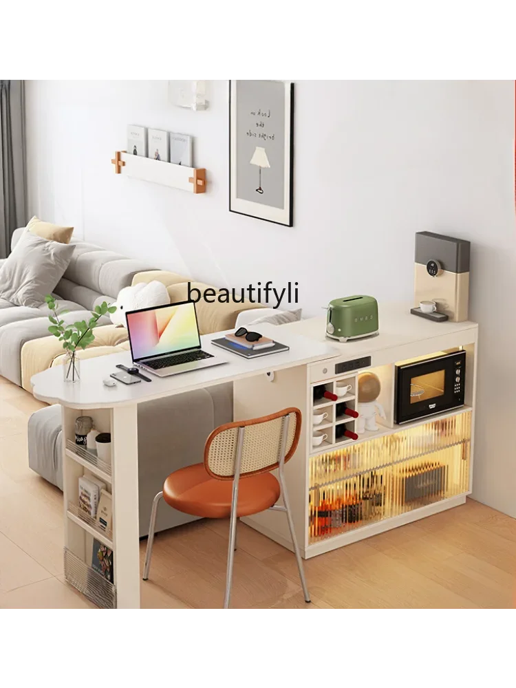 S Cream Style Light Luxury High Quality Sofa Back Bar Finished Table Partition Household Multi-Functional Storage Side Cabinet