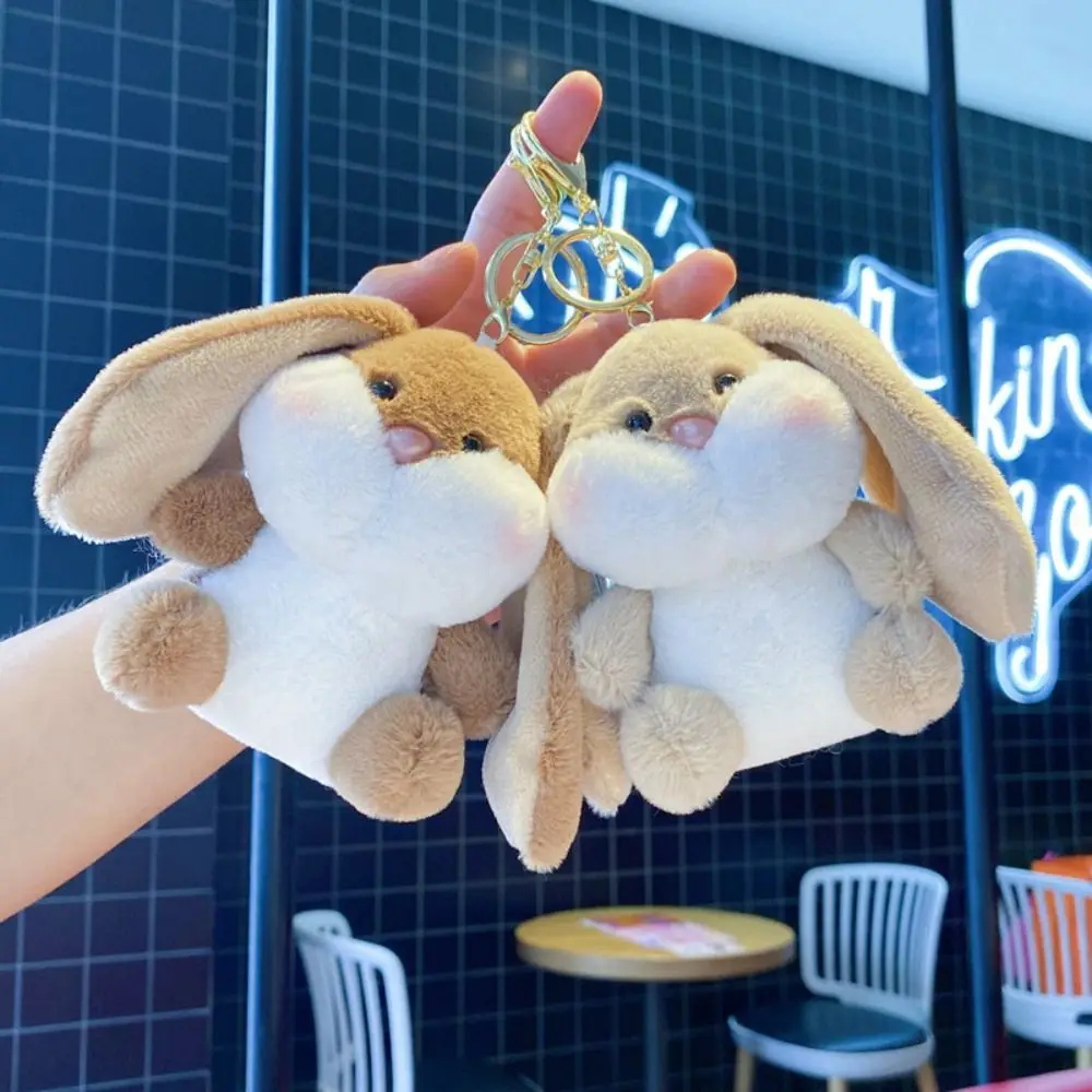 Creative Cartoon Plush Rabbit Keychain Plush Doll Cute School Bag Keychain Toy Hanging Decoration Car Key Ring