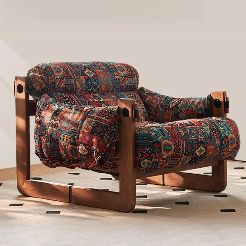 Jersey Chair Lazy Sofa Chair Leisure Removable and Washable Cloth Cover Living Room Furniture Mortise Tenon Connection Retro