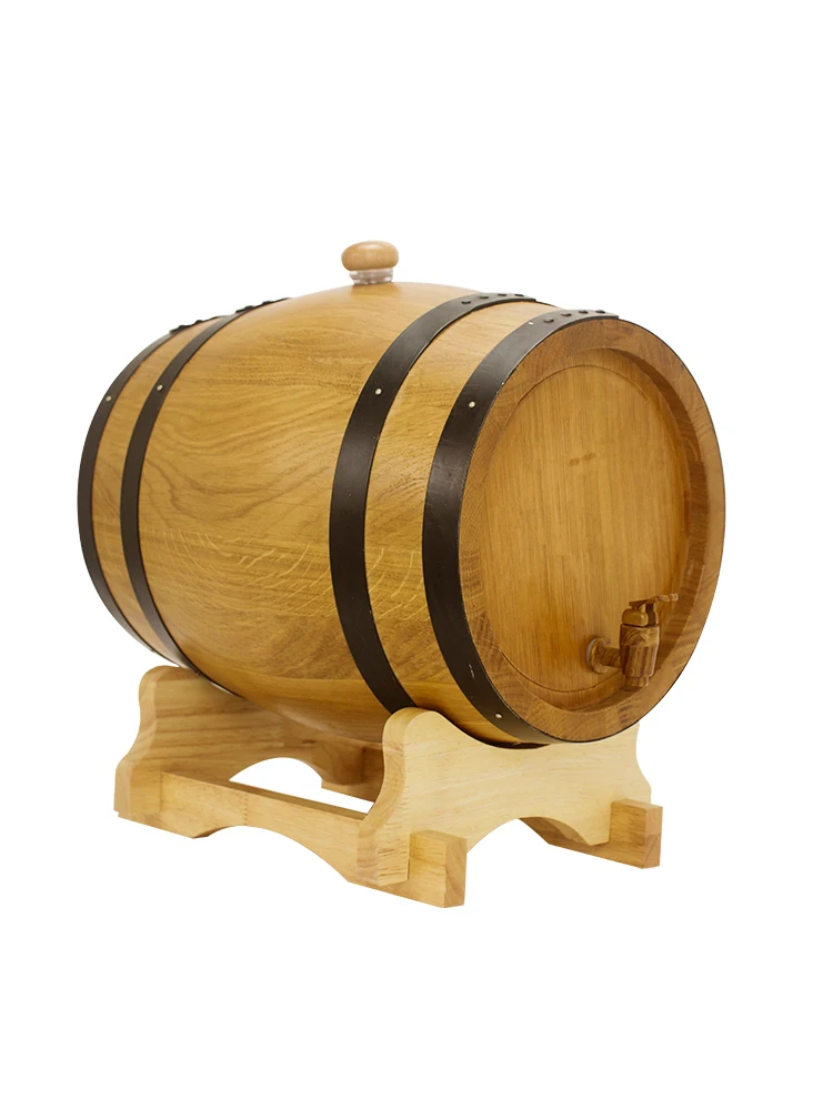 Oak barrels, empty solid wood, dry red wine, whiskey, beer, white wine, distillery