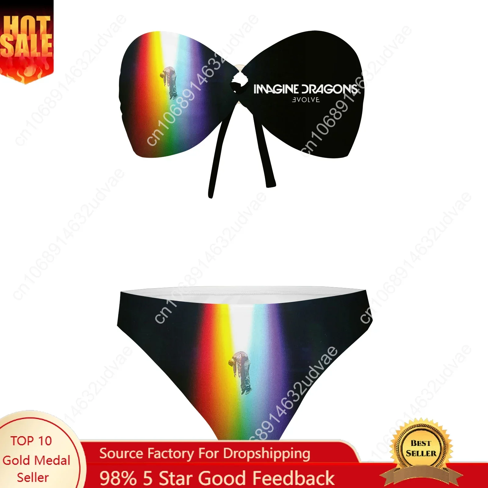 Maillot de bain sans bretelles Imagine Dragons pour femme, maillot de bain personnalisé, maillot de bain tendance, bikini sexy pour fête au bord de la piscine, vêtements de plage personnalisables