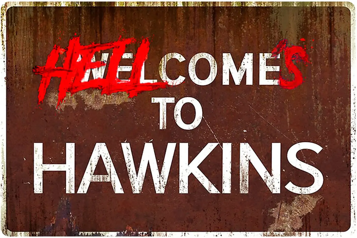 Flinelife Welcome to hawkins,Hell comes to hawkins sign,12 x 8, Stranger wall sign decor, Perfect for Stranger Fans gifts