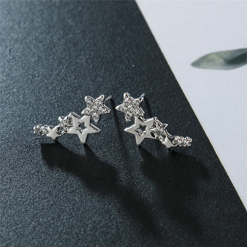 925 Sterling Silver Cute Star Statement Earrings For Women Girls Fashion Jewelry Trend Wholesale