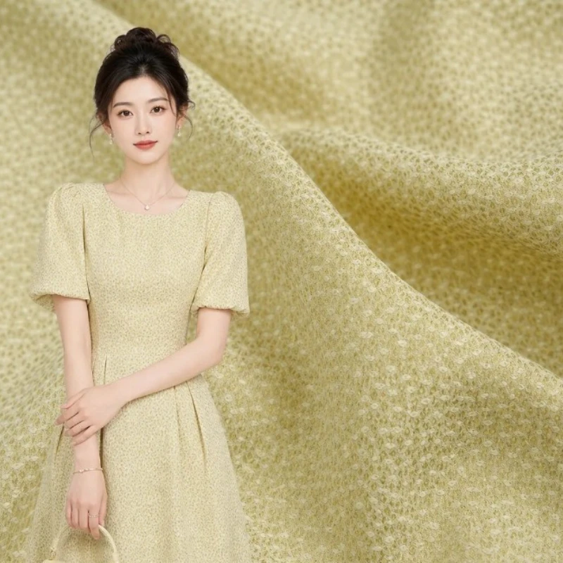 Drapey Beige Tiny Grain Textured Floral Jacquard Fabric Slightly Structured for Pants Dress Skirt DIY Sewing Accessories