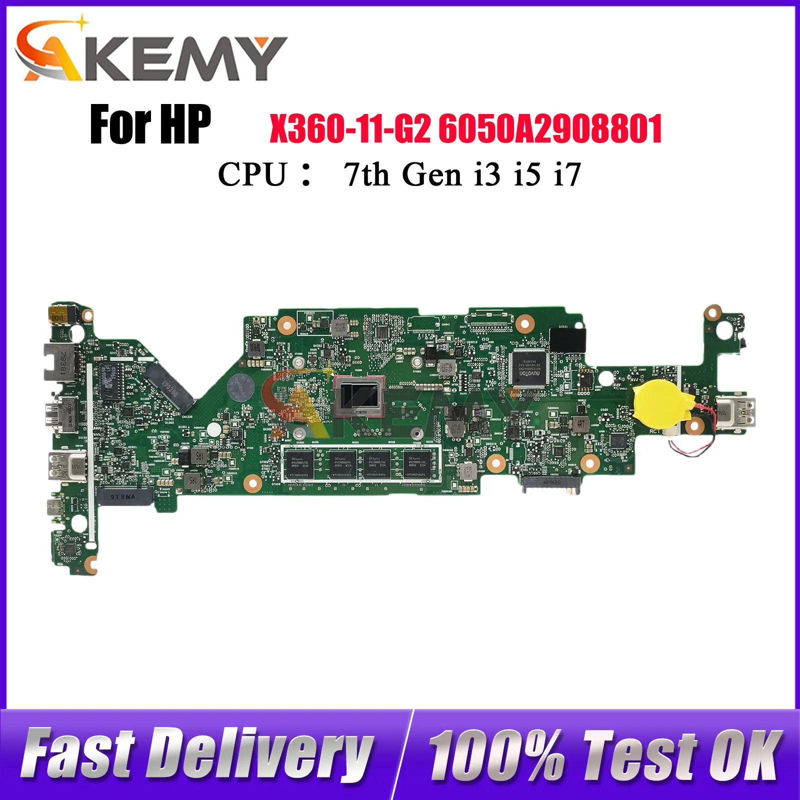 

6050A2908801 для ноутбука HP ProBook X360 11 G2 EE, материнская плата 932688-601 932687-601 с процессором M3-7Y30 i5-7Y54, 4 ГБ/8 ГБ ОЗУ