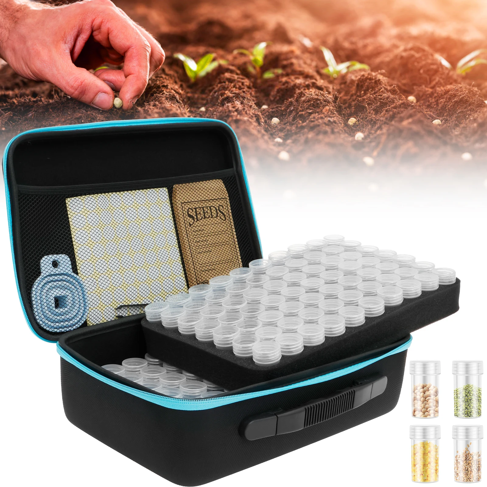 60-140 Slots Seed Organizer Box Large Capacity Sorting Seed Storage Container with Tweezer Funnel and Sticker Garden Accessories
