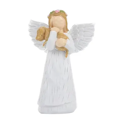 Resin Angel Figurine Love and Serenity White-Winged Design Angel Ornament Modern Nordic Guardian Angel Figurine