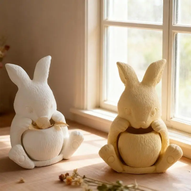 

Sitting Rabbit Silicone Mold Suitable For Epoxy Resin Crafts And Home Decoration Projects Holder Mould
