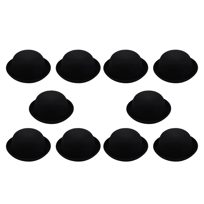 

10Piece Melon Bowler Hat Hat Bowler Hat Bowler Hat Felt Hat Chaplin Hat Riding Hat (Black)