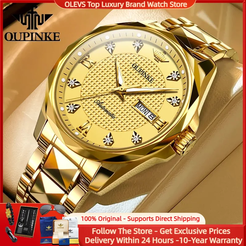 

OUPINKE 3243 Luxury Brand Men's Watch Classic Business Brand Automatic Mechanical Watch Waterproof Calendar Week Men's Watch