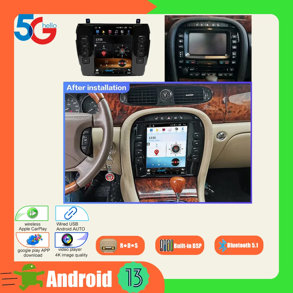 

9.7 Inch Auto Android 13 For Jaguar XJ X-TYPE S-TYPE 2004-2011 Car Radio Stereo Multimedia Player GPS Navigation Video 4G