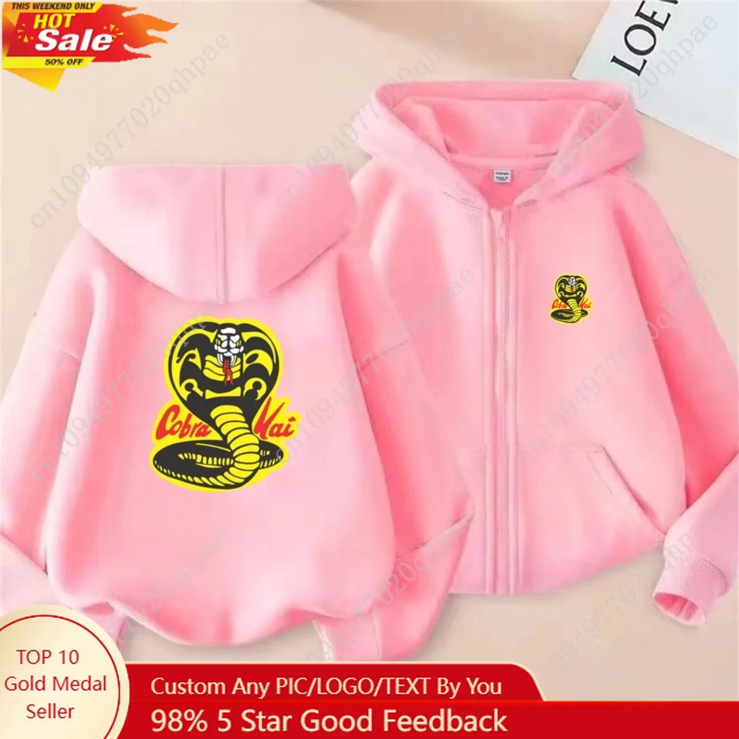 

Children Zipper cardigan Hoodies cobra Tops boy black Girls Pink Sweatshirt coat Long Sleeve Harajuku Casual Hooded Pullovers