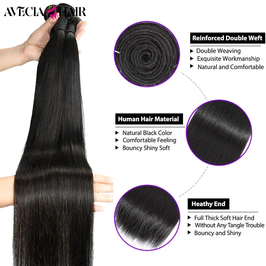 36 38 40 pouce tissage humain hair 10A tissage indienne cheveux humain lot en promo stright human hair bundles cheveux naturels humains femme raw hair bundles cheveux 100% humain hair extensions 30 inch bundles