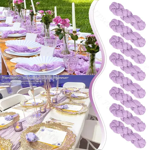 Lila Lila Ostduk Bordlöpare Boho Rustik Gasväv Lavendel Lila Bordlöpare Bröllop Möhippa Födelsedagsdekoration 10 best sales bordlöpare grön - №8