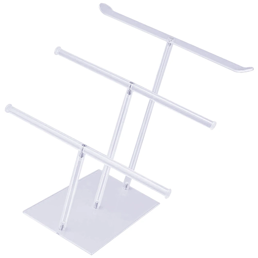 

3 Tier Acrylic Headband Display Stand Jewelry ganizer Necklace Bracelet Holder Earring Rack T Shape Clear Storage for Store
