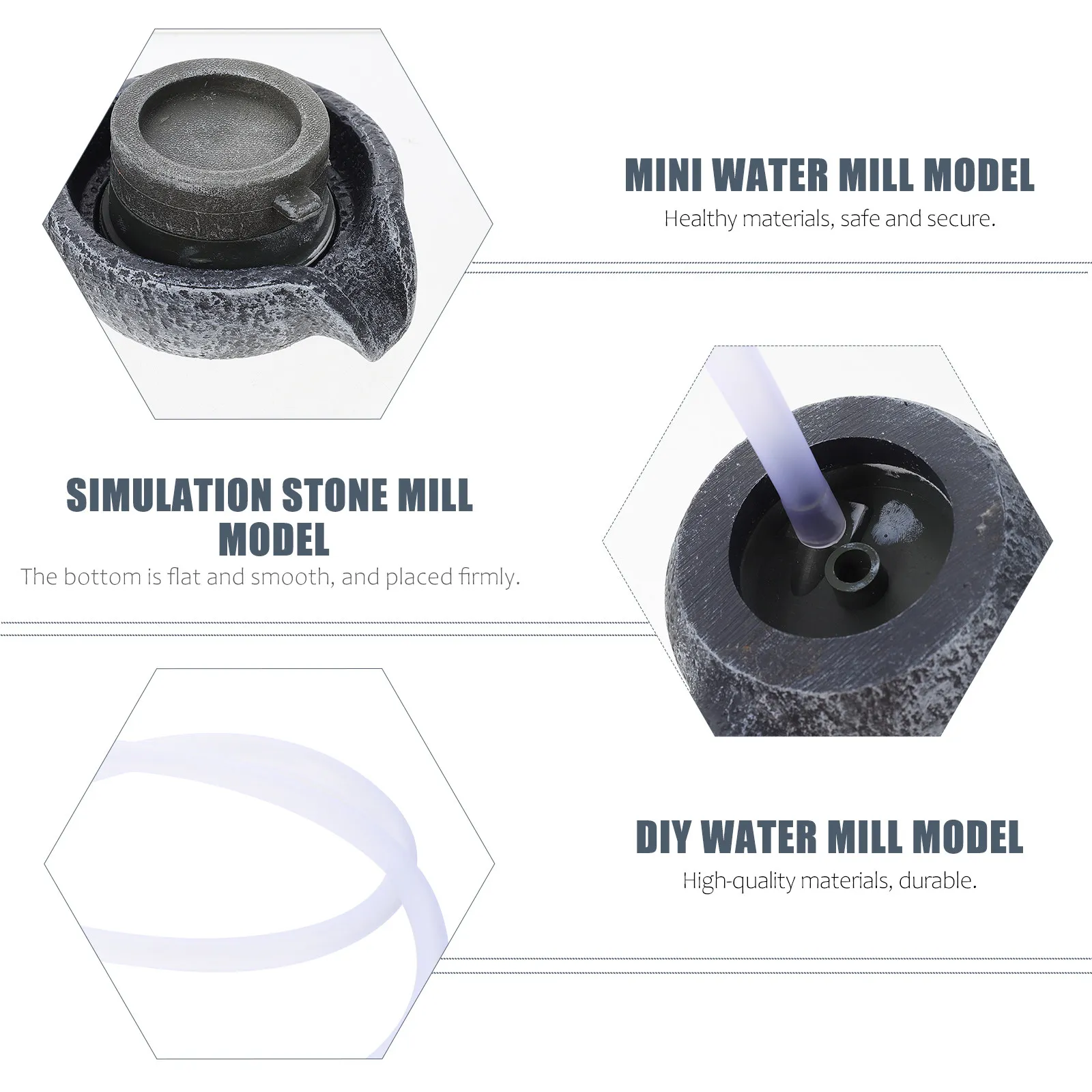 1Set Simulation Stone Mill Delicate Design Home Decor Fine Craftsmanship Micro Photography Prop Mini Water Mill Model