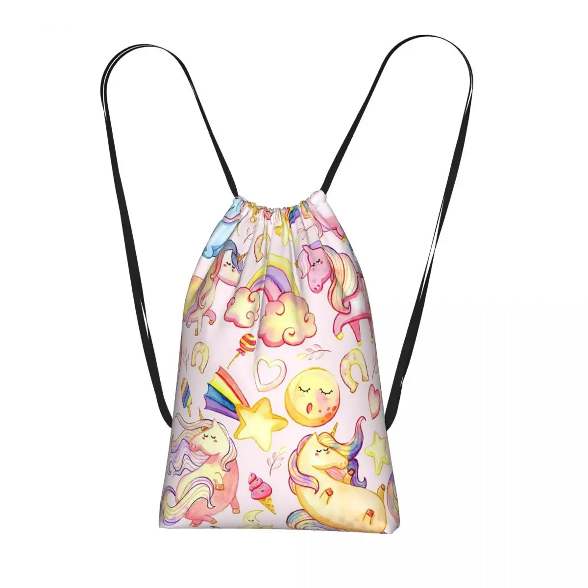 

Cute Unicorn Rainbow Star Backpacks Casual Drawstring Bags Storage Bag Book Bags for Man Woman Students