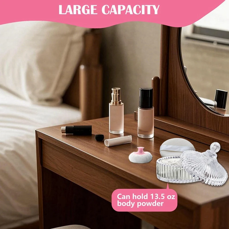 Body Powder Puff And Container Set , Dusting Powder Puff For Women Baby And Loose Powder Containers For Wet Dry Makeup