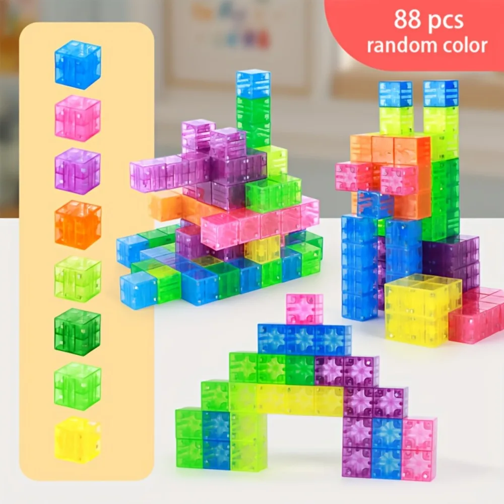 Bunte magnetische Bausteine Spielzeug transparente magnetische Würfel Konstruktion Vorschule STEM pädagogische sensorische Kinder Spielzeug Geschenk – Detail 3