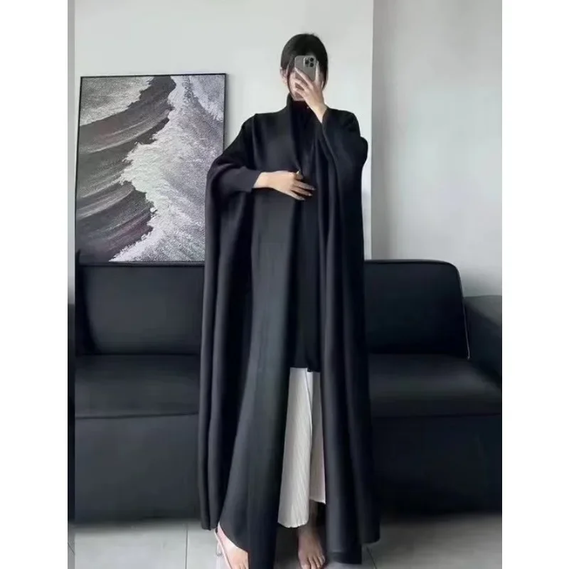 Women\'s Bat Sleeve Fashion Middle Eastern Kaftan Jacket Open Knitted Woolen Sweater High End Wrinkle Gradient Muslim Long Dress