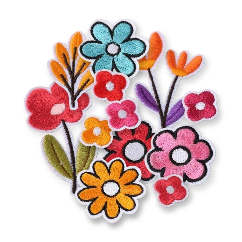 12 stücke Blume Nähen Eisen Auf Patch Für Kleidung Nette Gestickte Kinder Mädchen Pack Stoff Diy Parches Jacke Anime thermische Bordados – Detail 6