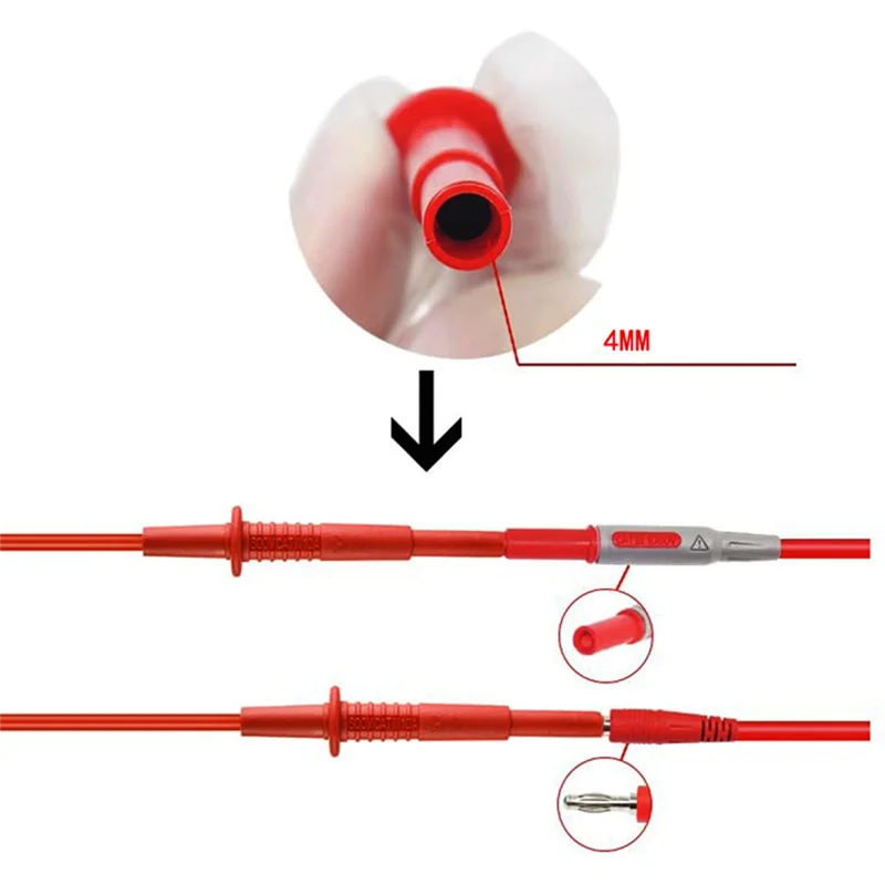 

ABKU-Multimeter Test Leads 600V10A Multimeter Test Leads Cable Back Probe Tip 4Mm Interface