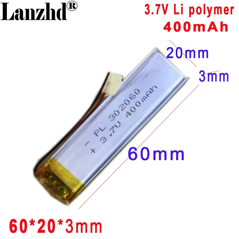 

3.7V rechargeable polymer lithium battery 350MAH For point reading pen laser pointer LED lamp 302060