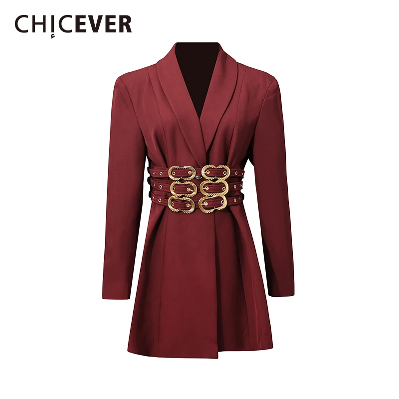 

CHICEVER однотонная роскошная куртка с поясом, женская куртка с лацканами и длинными рукавами, утягивающие офисные женские куртки, осенний модный стиль
