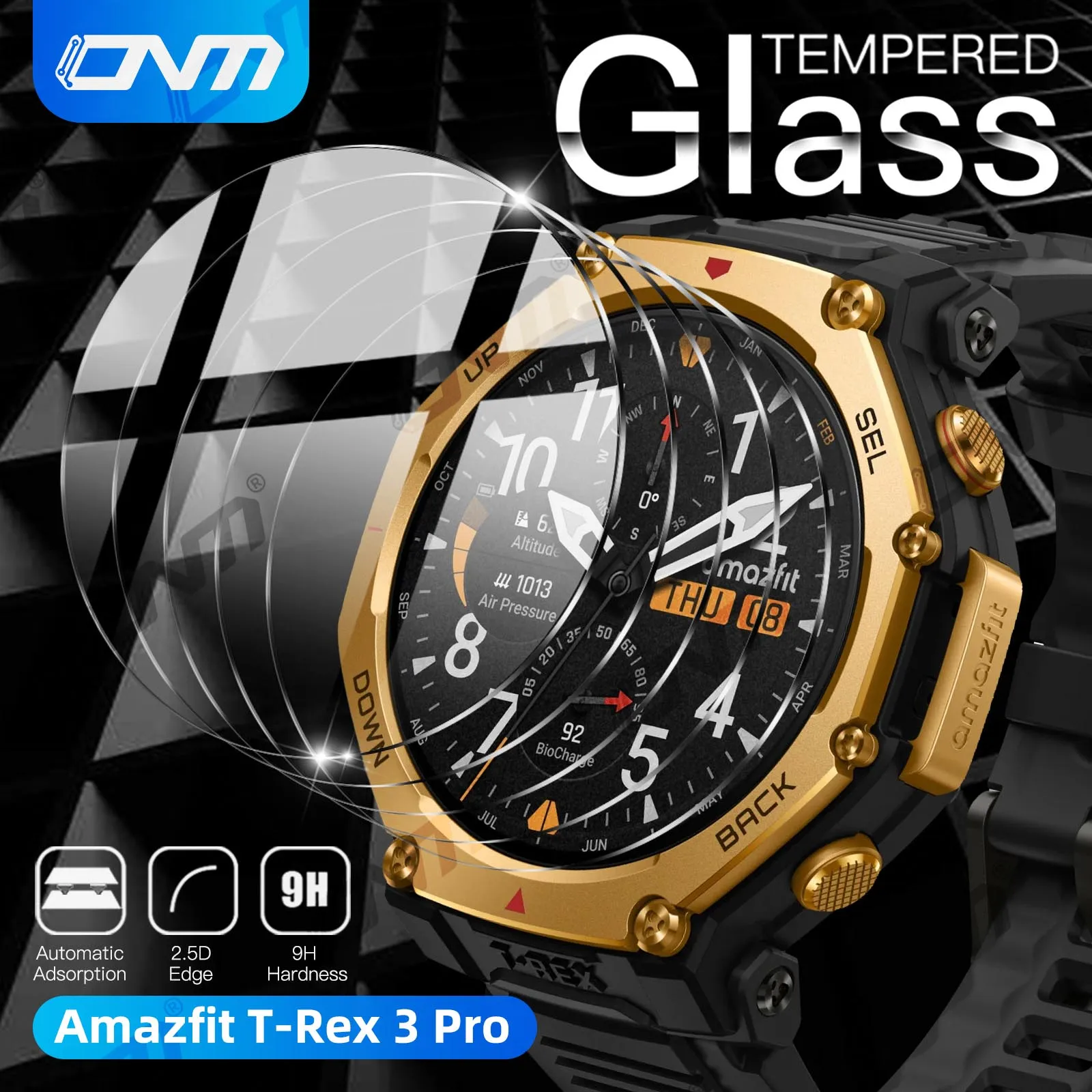 9H Tempered Glass for Amazfit T-Rex 3 Pro, Premium Screen Protector Durable HD Clear Anti-scratch Protection Film Accessories