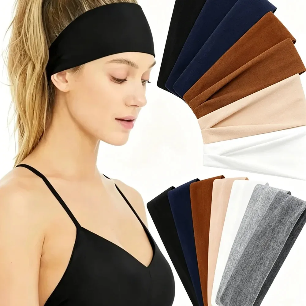 Unisex Elastic Sweatband Headbands Soft Stretch Sports Hair Bands for Yoga Running Fitness Workout Daily Use
