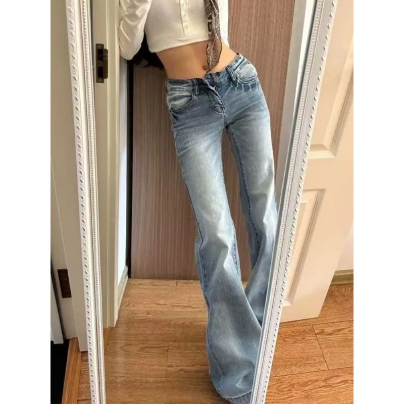 Low-rise Lightning Pattern Does Not Stick To The Legs Slightly Pulled Jeans Women's 2026 Spring New Straight-leg Flared Floor view 2