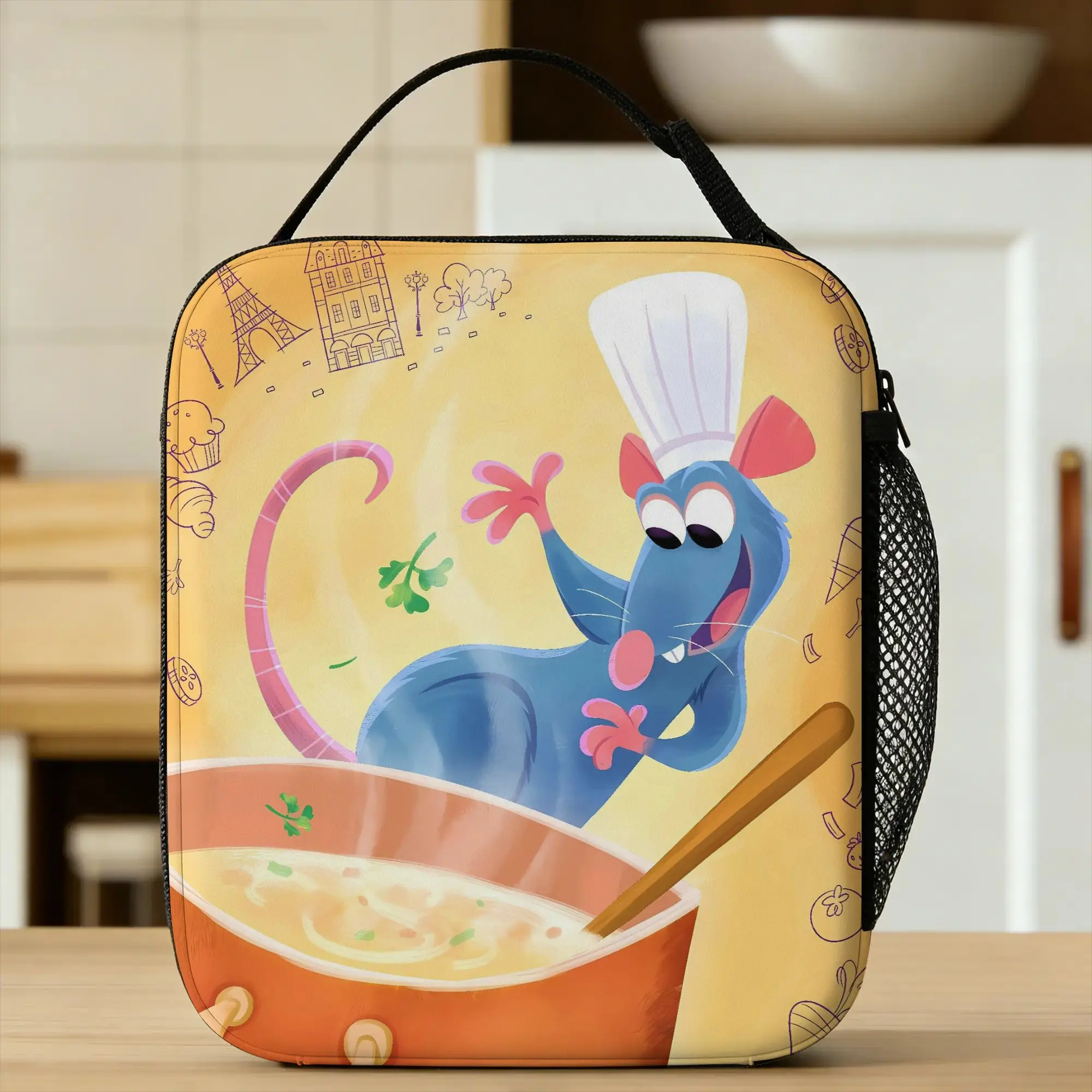 Ratatouille Lunch Bag  Vintage Lunch Box Outdoor Picnic Portable Tote Food Bags For Child Oxford Print Cooler Bag