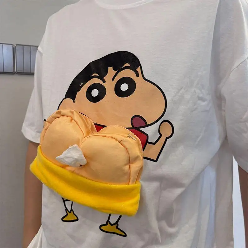 Crayon Shin-Chan Three-Dimensional Cartoon Anime Casual T-Shirt Tissue Unisex Top Creativity Pure Cotton for Gift