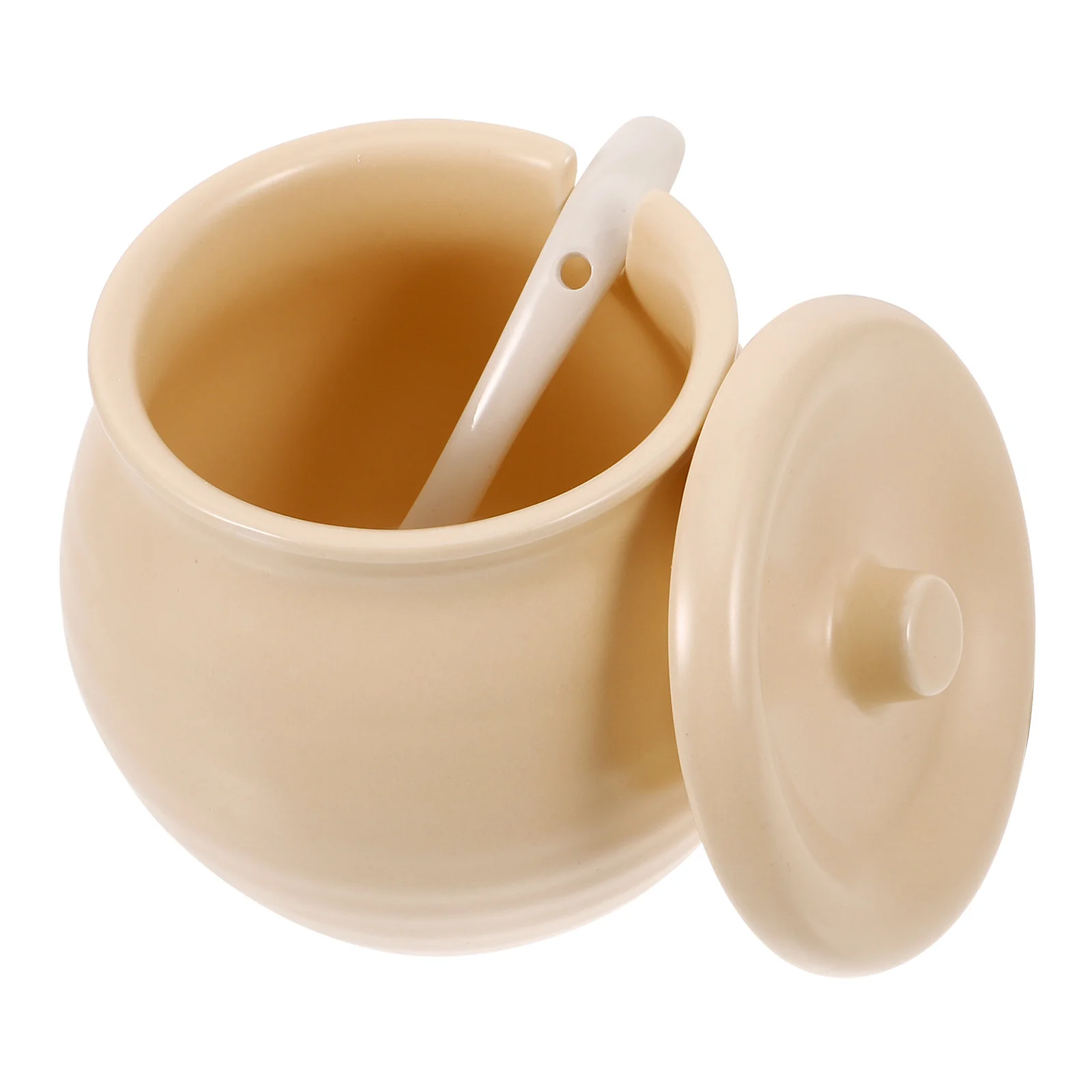 

1Set Condiment Jar Ceramic Lard Container 300Ml Spice Storage Kitchen Canister for Salt Sugar Coffee Beans Grease Jar Lidded