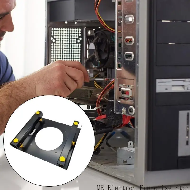 

Metal &Rubber 3.5in Hard Drive Mounting Bracket for 3.5 Hard Disk to 5.25 Bay Installation Shockproof &Noise Reductions