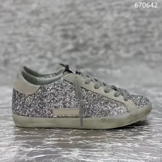 

Luxury IT Classical Star Shoes Designer Brand Women&Men Sneakers Silver Glitter Leopard Real Leather suede Super Star Style Shoe