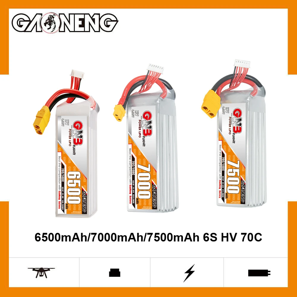 GAONENG 22.8V 6000mAh/6500mAh/7000mAh/7500mAh 6S 70C HV Lipo Battery For 8inch X8 FPV 10inch Xclass FPV 1/7 1/8 Scale Vehicle