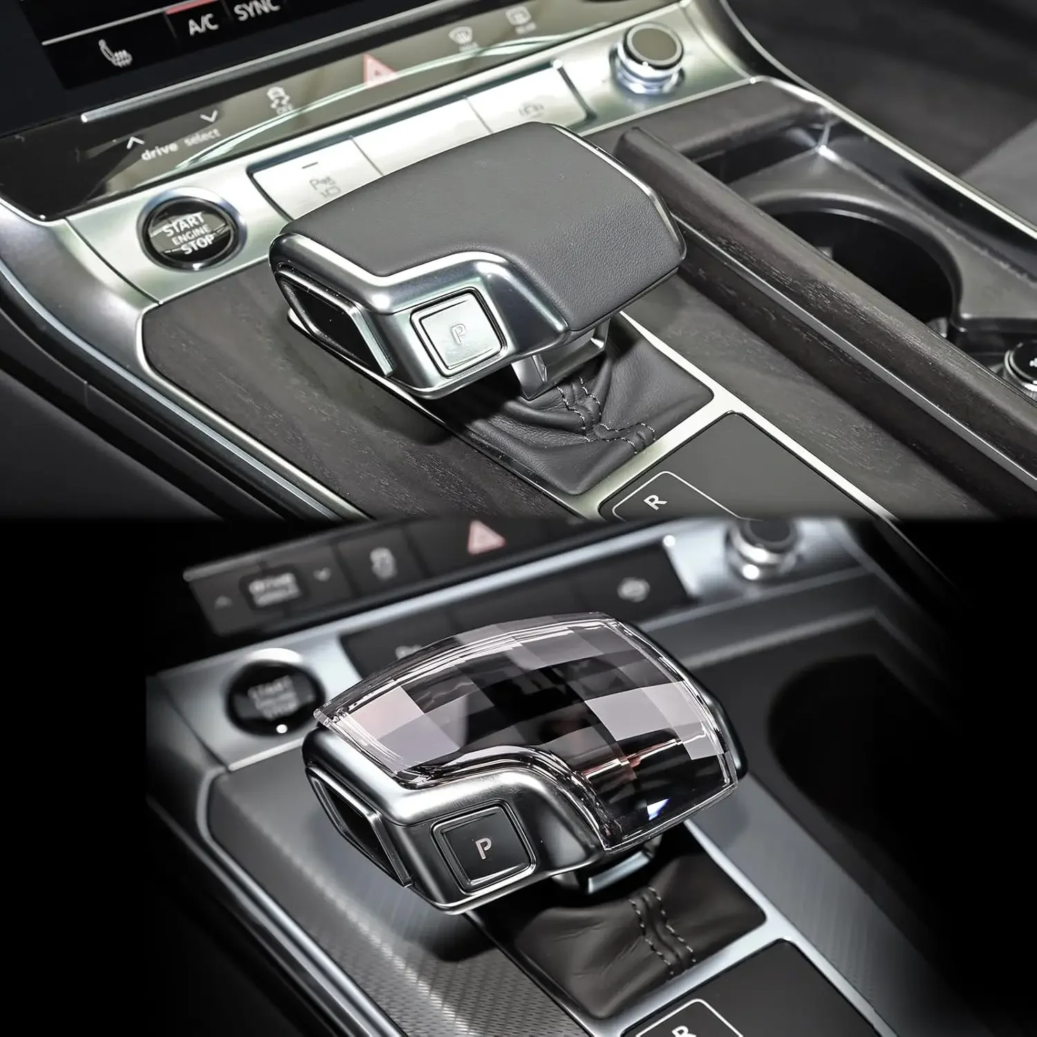 

Sparkling Crystal Car Gear Shift Knob Cover Handle Lever Decorative Gear Shift Knob Grip For AUDI A6 A7 SQ8