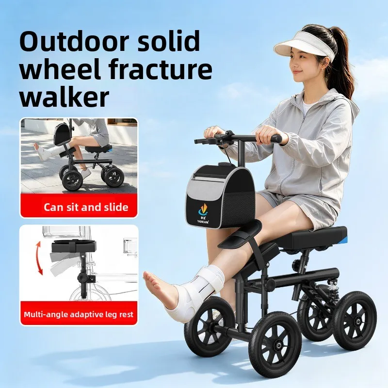 300lbs Foldable Leg Knee Walkers, Crutch Alternative for Ankle Recovery Lightweight Knee Scooter for Adults for Foot Injuries