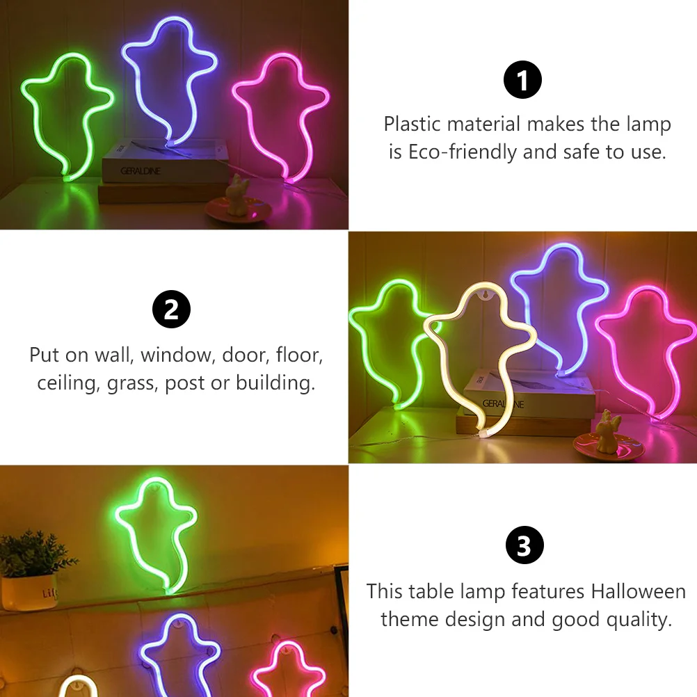 

Ghost Neon Night Light Led Halloween Lamp For Wall Bedroom Decor Usb Or Operated Festival Decoration
