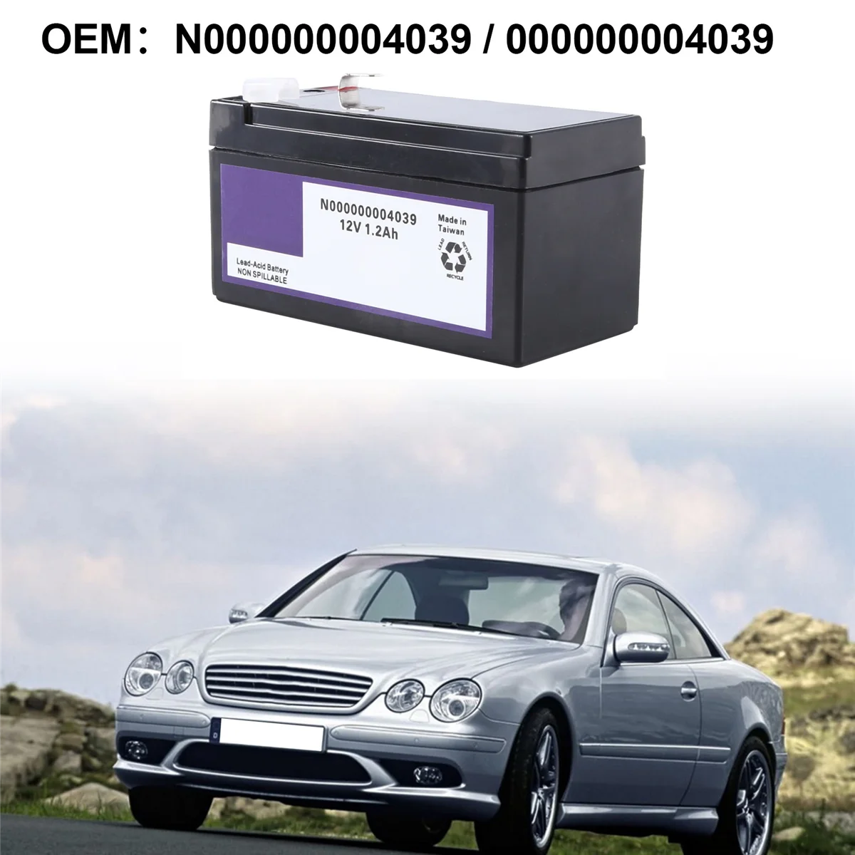 Batterie auxiliaire de voiture pour Mercedes Benz, batterie de secours, 12V, 1,2 Ah, classe CL ML R S, N000000004039, 0000000