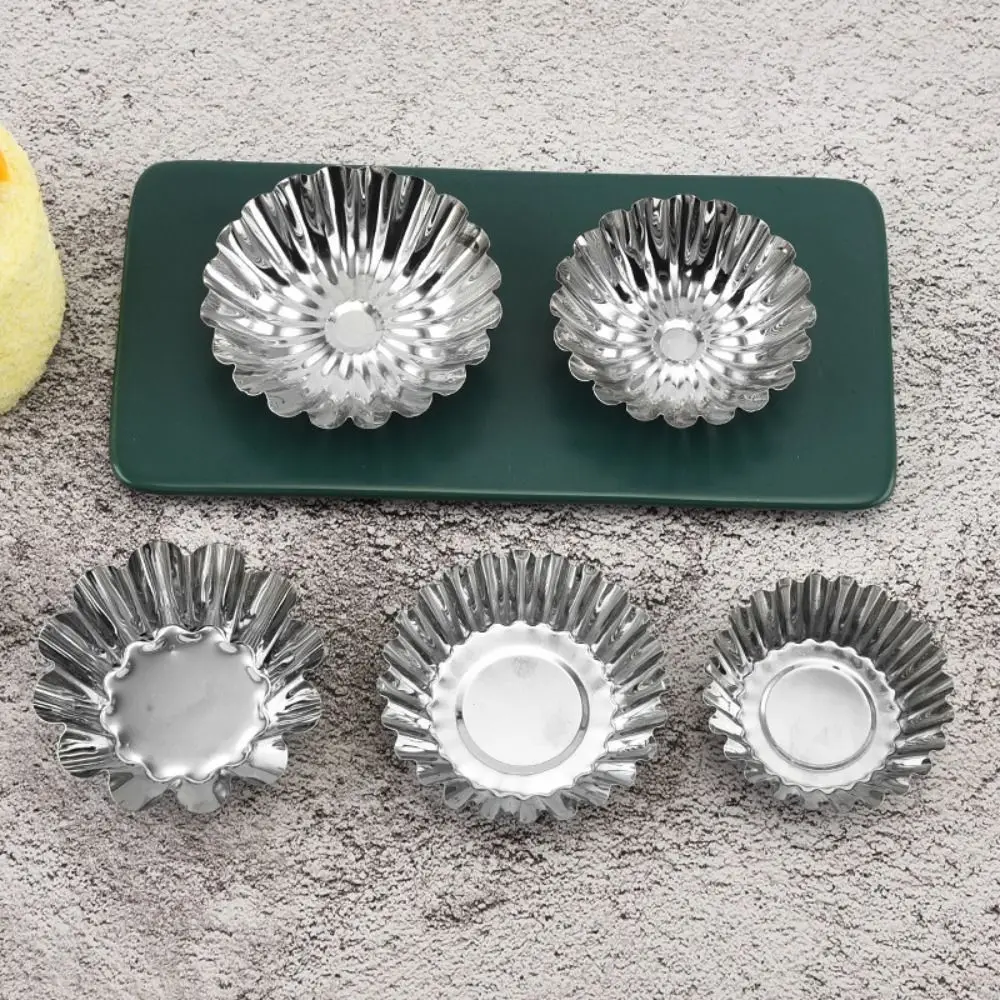 

Baking Pastry Tools Stainless Steel Egg Tart Molds Reusable Silver Cookie Pudding Mould Nonstick Thickened Dessert Mould Cake