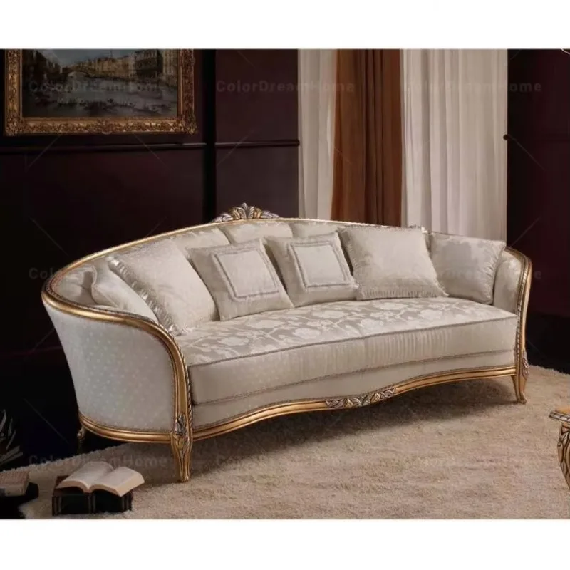 European Neo-Classical White Fabric Couch Living Room Sofa Set Hottest Sectional Design with Wood Material