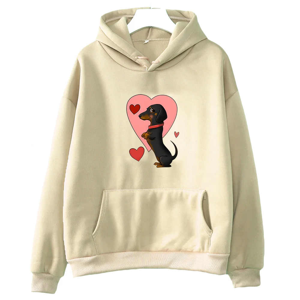 Dachshund Graphic Hoodies Cute Animal Printing Clothing Female Lovey Hooded Pullovers Fall Winter Fleece Sweatshirt Unisex Hoody