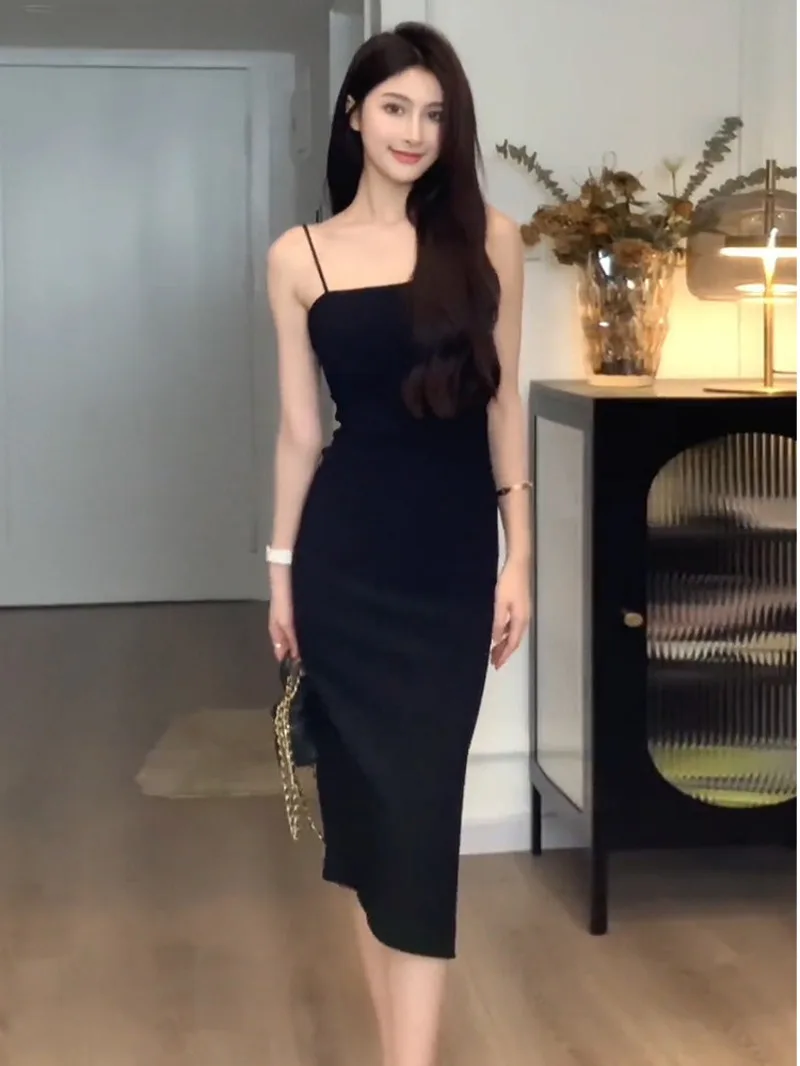 Spicy Girl Slim Fit Sexy Strap Dress for Women 2023 New Style, High Grade, Extremely Slim Split Long Skirt G3VF