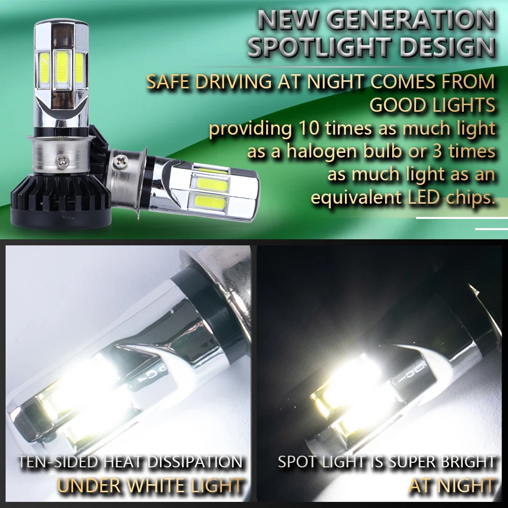 Fog Light 35W led lamp h4 hs1 motorcycle Headlight 6 COB fan moto high low beam P15D h6 ba20d motor Led bulbs h4 3500lm 12V