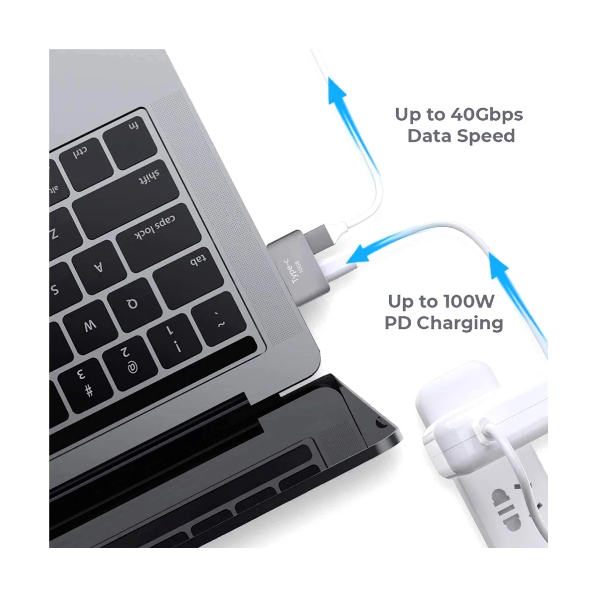 Dual Type-C Extender Adapter USB-C Thunderbolt 3 Female To Male Expansion Adapter 40Gbps PD 5K Video for MacBook Pro Air