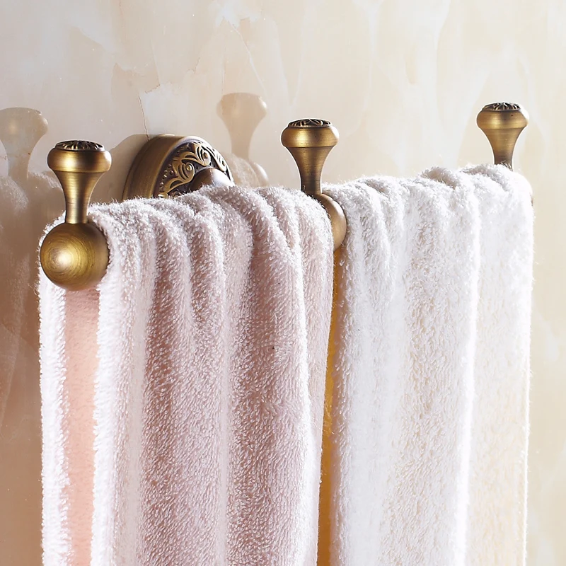 ‌Antique Bronze Bathroom Accessories European Towel Rail Luxury Wall Mounted Bathroom Fixture Home Guest Room Towel Racks