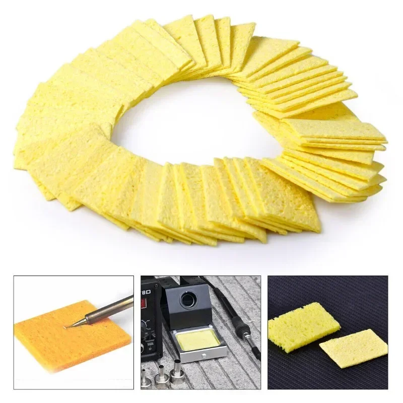 5/200PCS Soldering Iron Cleaning Sponge Yellow High Temperature Resistant Electric Welding Tip Sponges Welding Equipment Tools